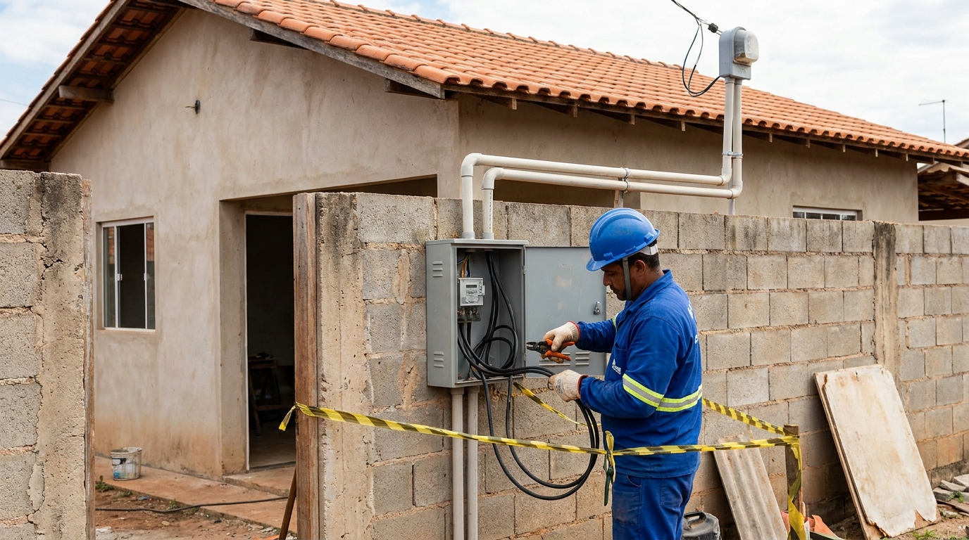 Eletricista instalando padrao de energia em Aracaju‑SE