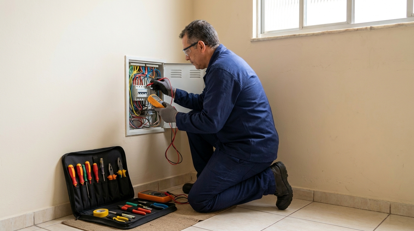 Eletricista atendendo em residência em Aracaju‑SE