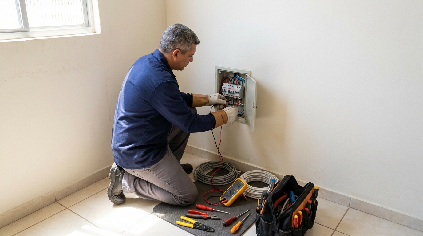 Eletricista realizando manutencao em Aracaju‑SE