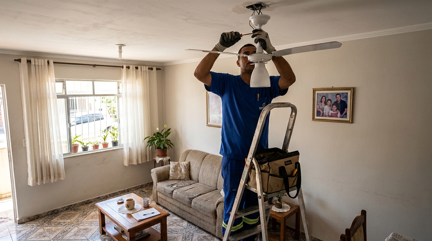 Instalacao de ventilador de teto residencial em Aracaju‑SE