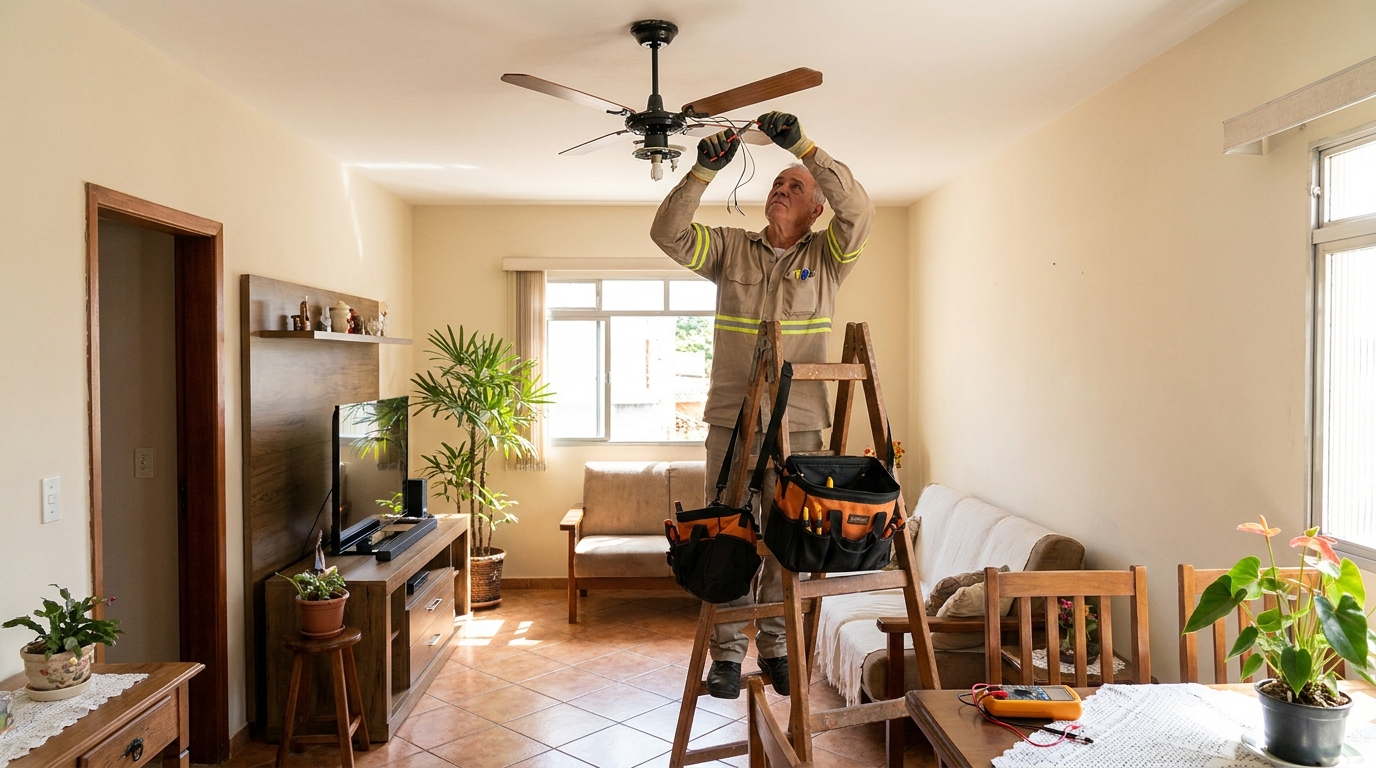 Montagem de ventilador de teto em Aracaju‑SE